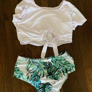 SHEIN high waisted short sleeve bikini 1XL